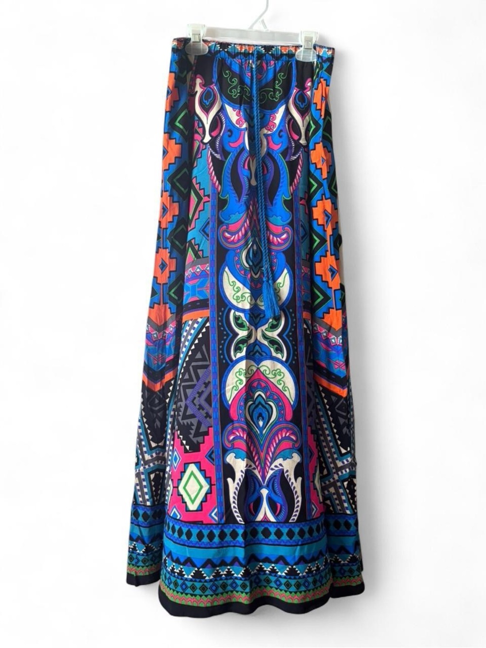 Flying Tomato Paisley & Geo Maxi Skirt in Blue Multi